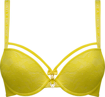 Space Oddysey push up wired padded citrus yellow lace 36671