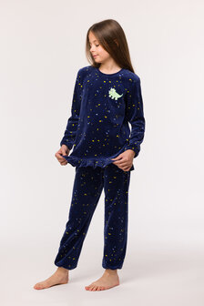 Meisjes pyjama,confetti op donkerblauw 242-10-PDL-V/928 