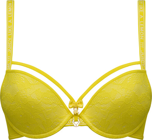 Space Oddysey push up wired padded citrus yellow lace 36671