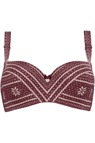 Polaris Balcony padded bra cabernet red and ivory 369001