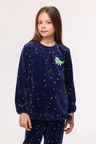 Meisjes pyjama,confetti op donkerblauw 242-10-PDL-V/928 