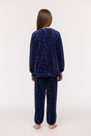 Meisjes pyjama,confetti op donkerblauw 242-10-PDL-V/928 