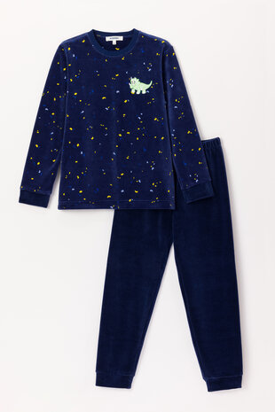 242-10-PLC-V/928 Jongens-Heren pyjama,confetti op donkerblauw