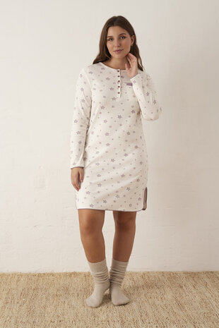 Nightdress long sleeve Off White W24-N18581-903 OFFWHI